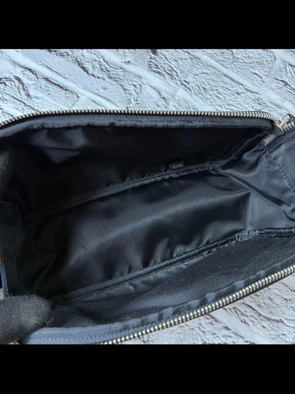 Mulberry Red and Blue Plaid Leather-Trim Toiletry Bag